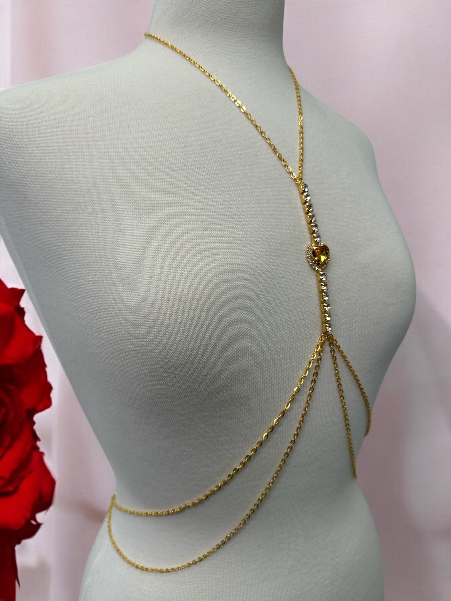 Centred Rhinestone Bralette Statement Body Chain Jewellery – Gold & Silver | Festival, Party & Elegant Wear - Fatisha Boutique