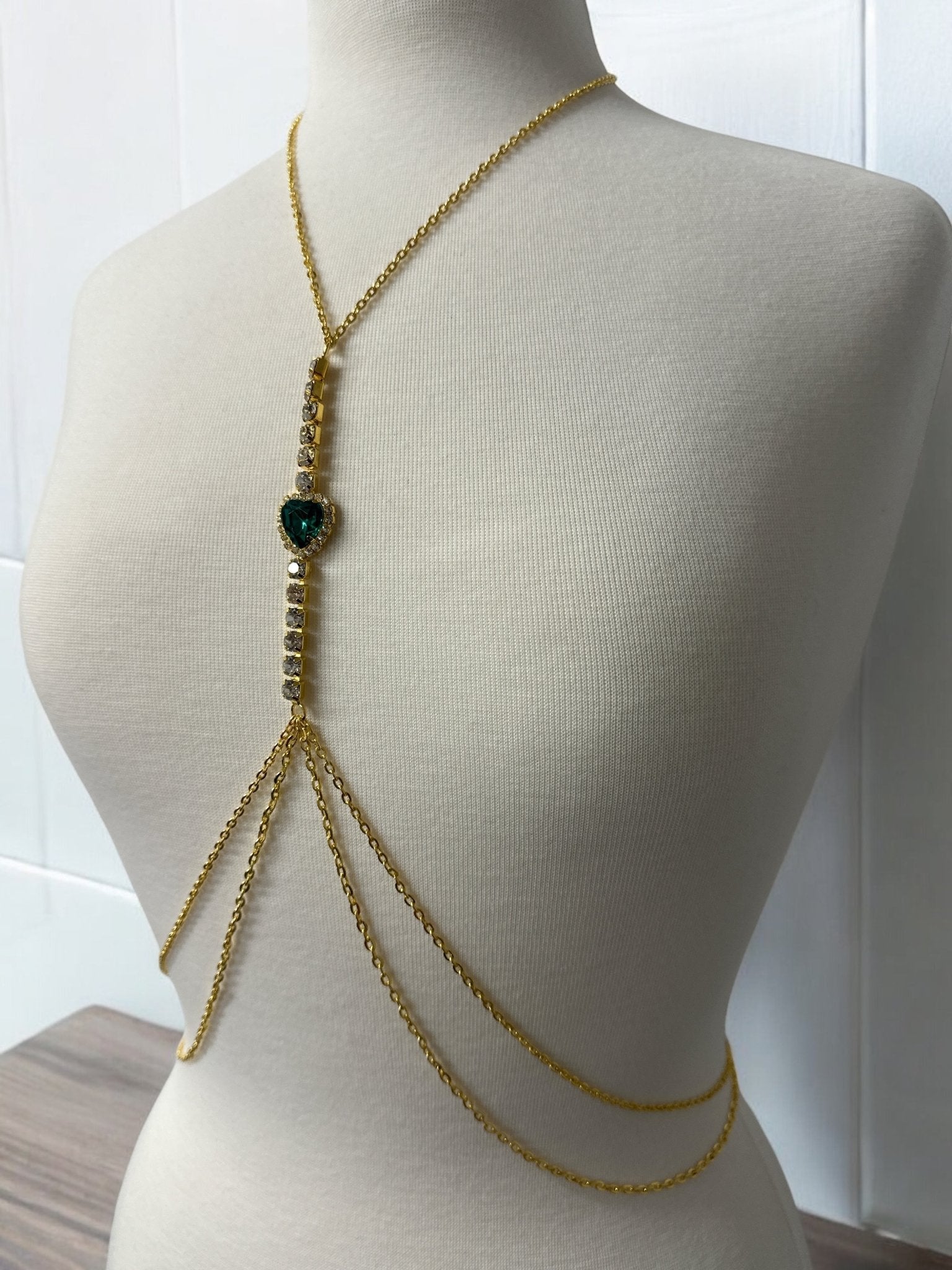 Centred Rhinestone Bralette Statement Body Chain Jewellery – Gold & Silver | Festival, Party & Elegant Wear - Fatisha Boutique