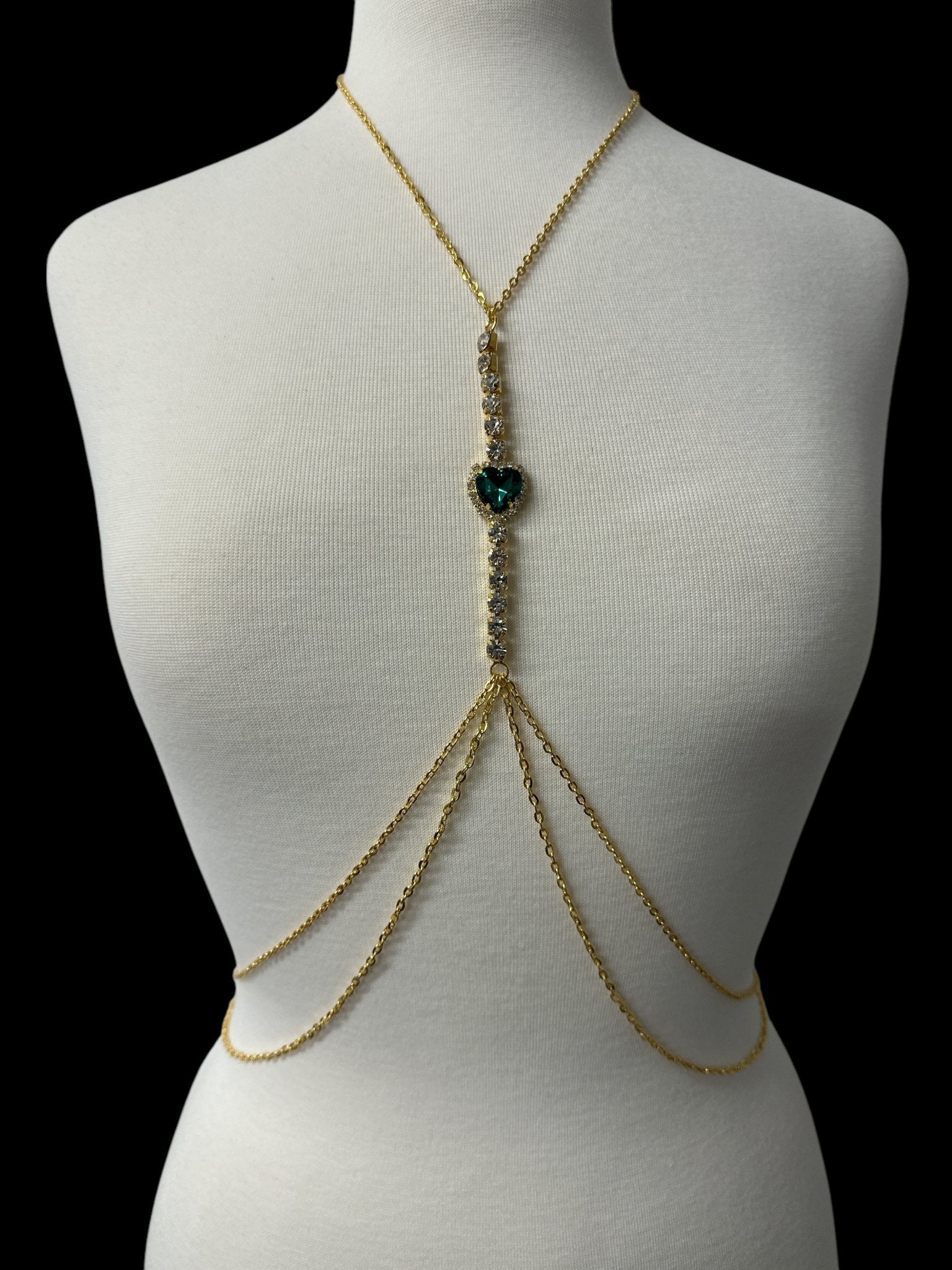 Centred Rhinestone Bralette Statement Body Chain Jewellery – Gold & Silver | Festival, Party & Elegant Wear - Fatisha Boutique