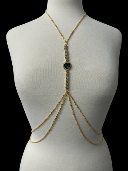 Centred Rhinestone Bralette Statement Body Chain Jewellery – Gold & Silver | Festival, Party & Elegant Wear - Fatisha Boutique