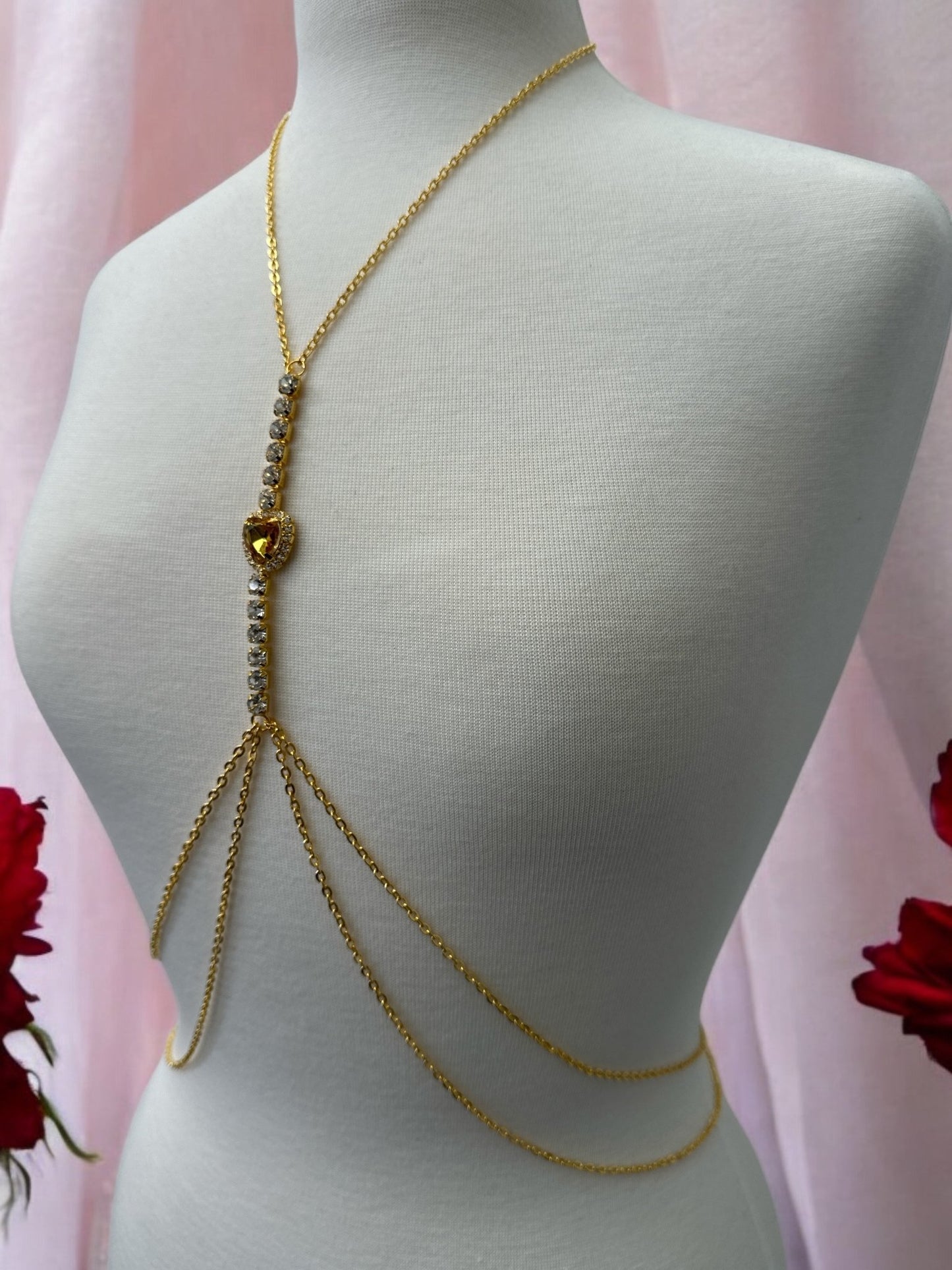 Centred Rhinestone Bralette Statement Body Chain Jewellery – Gold & Silver | Festival, Party & Elegant Wear - Fatisha Boutique