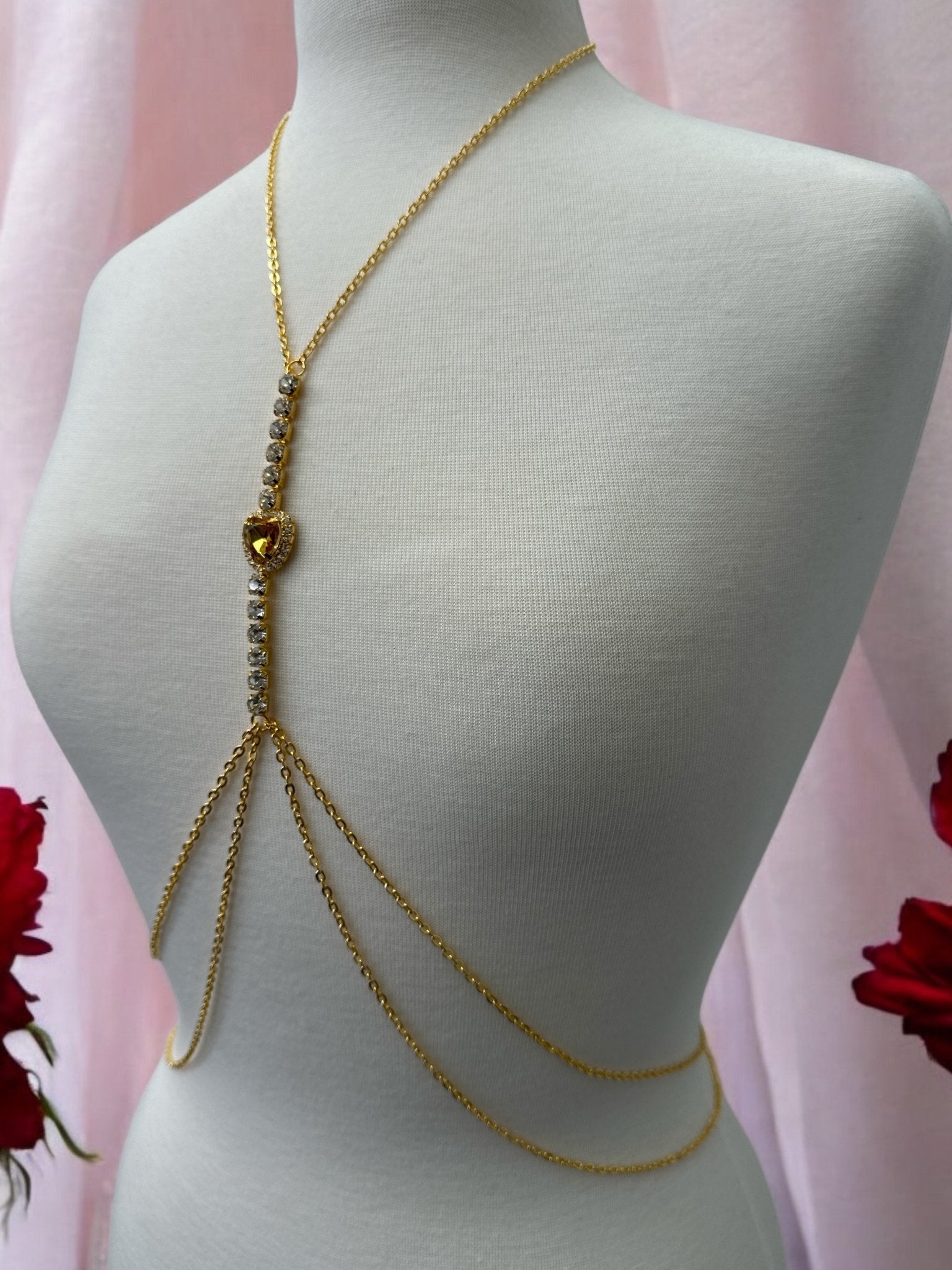 Centred Rhinestone Bralette Statement Body Chain Jewellery – Gold & Silver | Festival, Party & Elegant Wear - Fatisha Boutique