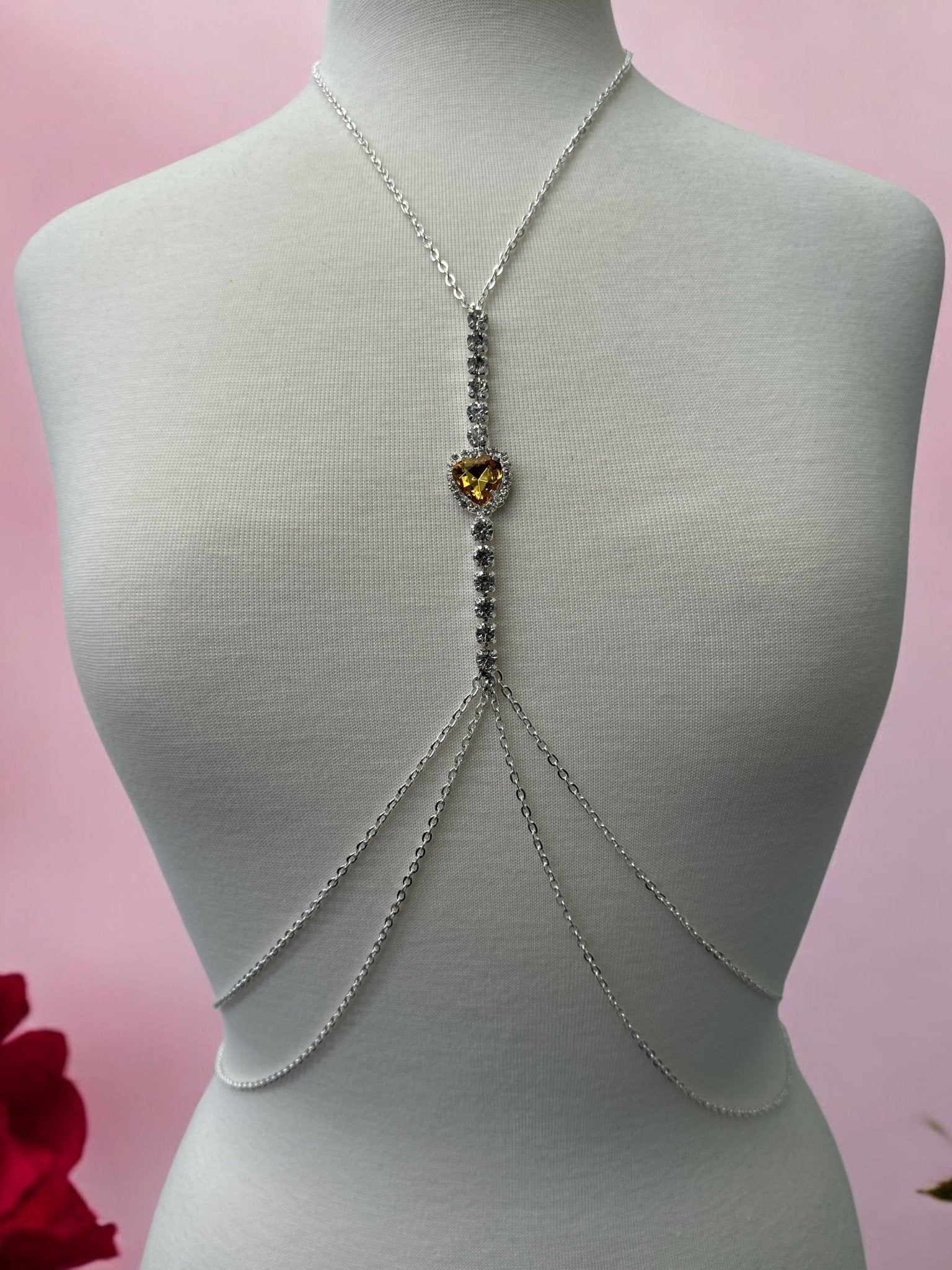 Centred Rhinestone Bralette Statement Body Chain Jewellery – Gold & Silver | Festival, Party & Elegant Wear - Fatisha Boutique