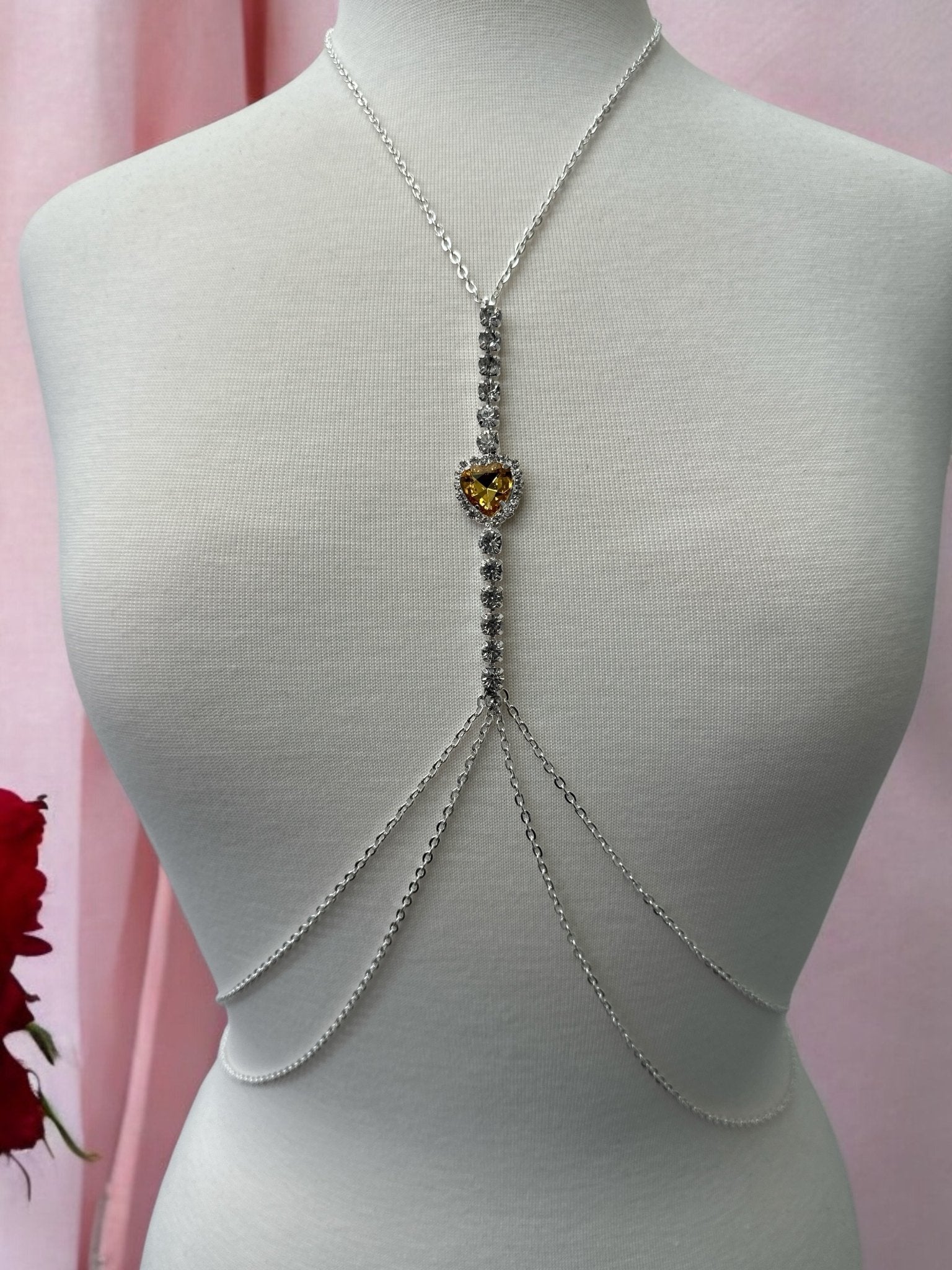Centred Rhinestone Bralette Statement Body Chain Jewellery – Gold & Silver | Festival, Party & Elegant Wear - Fatisha Boutique