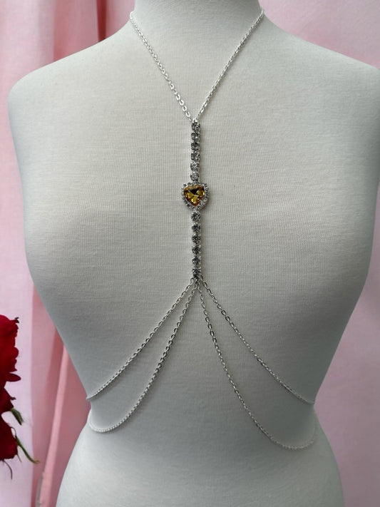 Centred Rhinestone Bralette Statement Body Chain Jewellery – Gold & Silver | Festival, Party & Elegant Wear - Fatisha Boutique