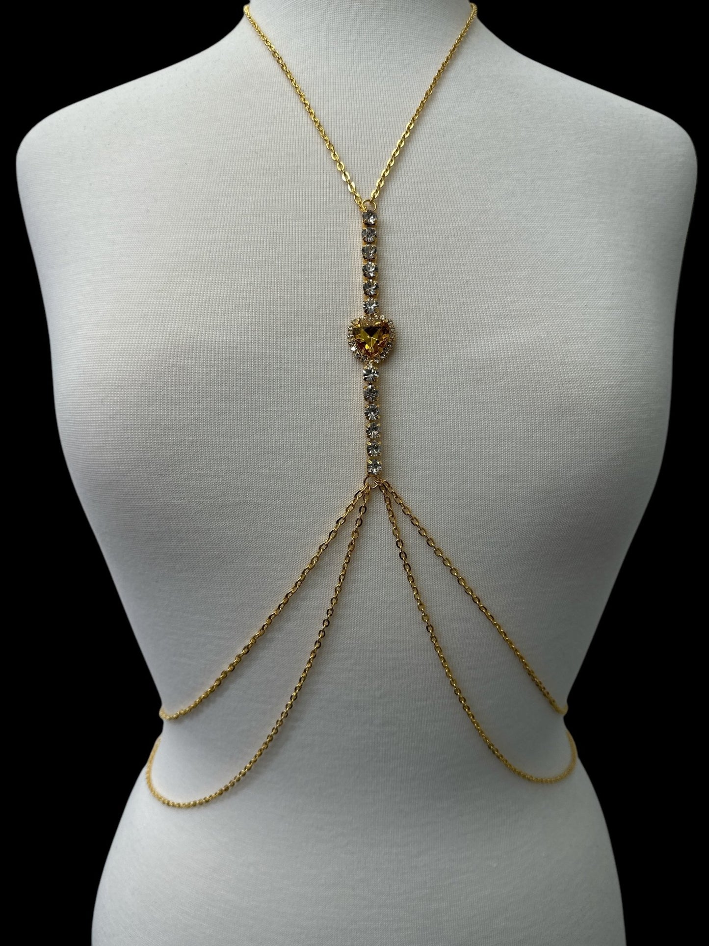Centred Rhinestone Bralette Statement Body Chain Jewellery – Gold & Silver | Festival, Party & Elegant Wear - Fatisha Boutique