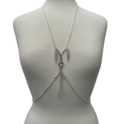 Centred Rhinestone Bralette Statement Body Chain Jewellery – Silver & Gold - Fatisha Boutique