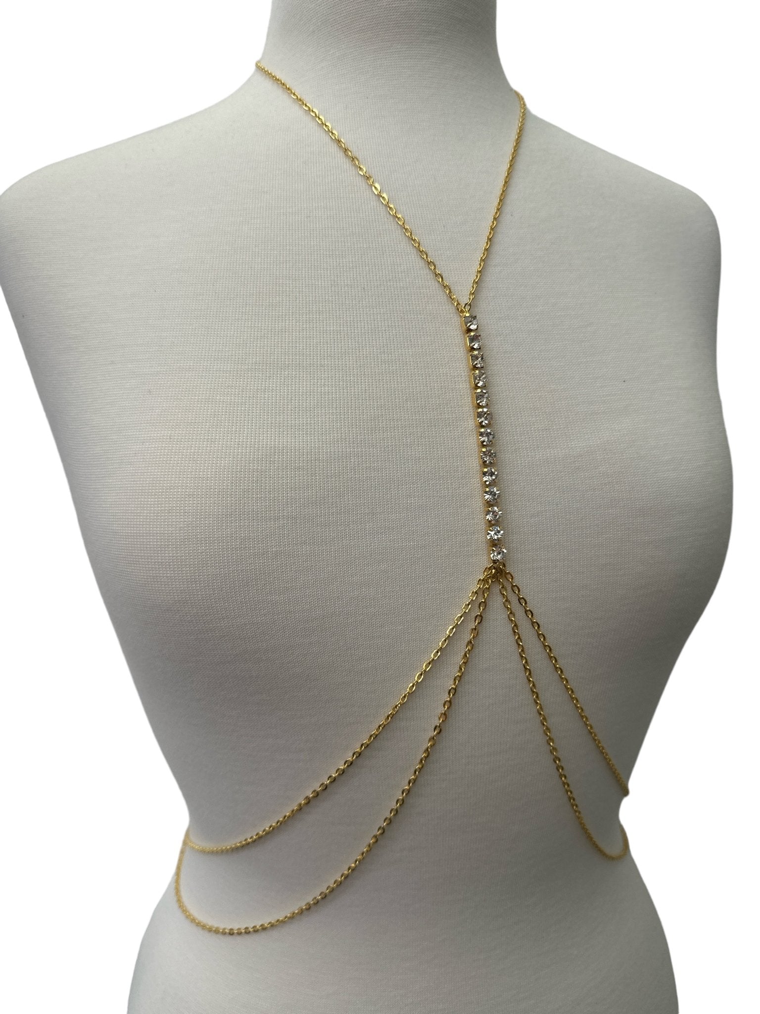 Centred Rhinestone Bralette Statement Body Jewellery - Fatisha Boutique