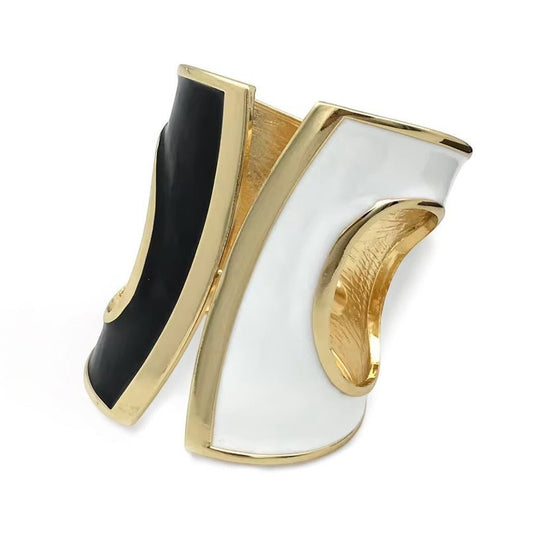 Charming Classic Monochrome Chunky Statement Bangle Bracelet Cuff - Fatisha Boutique