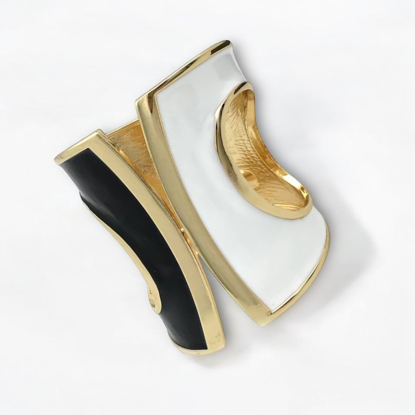 Charming Classic Monochrome Chunky Statement Bangle Bracelet Cuff - Fatisha Boutique