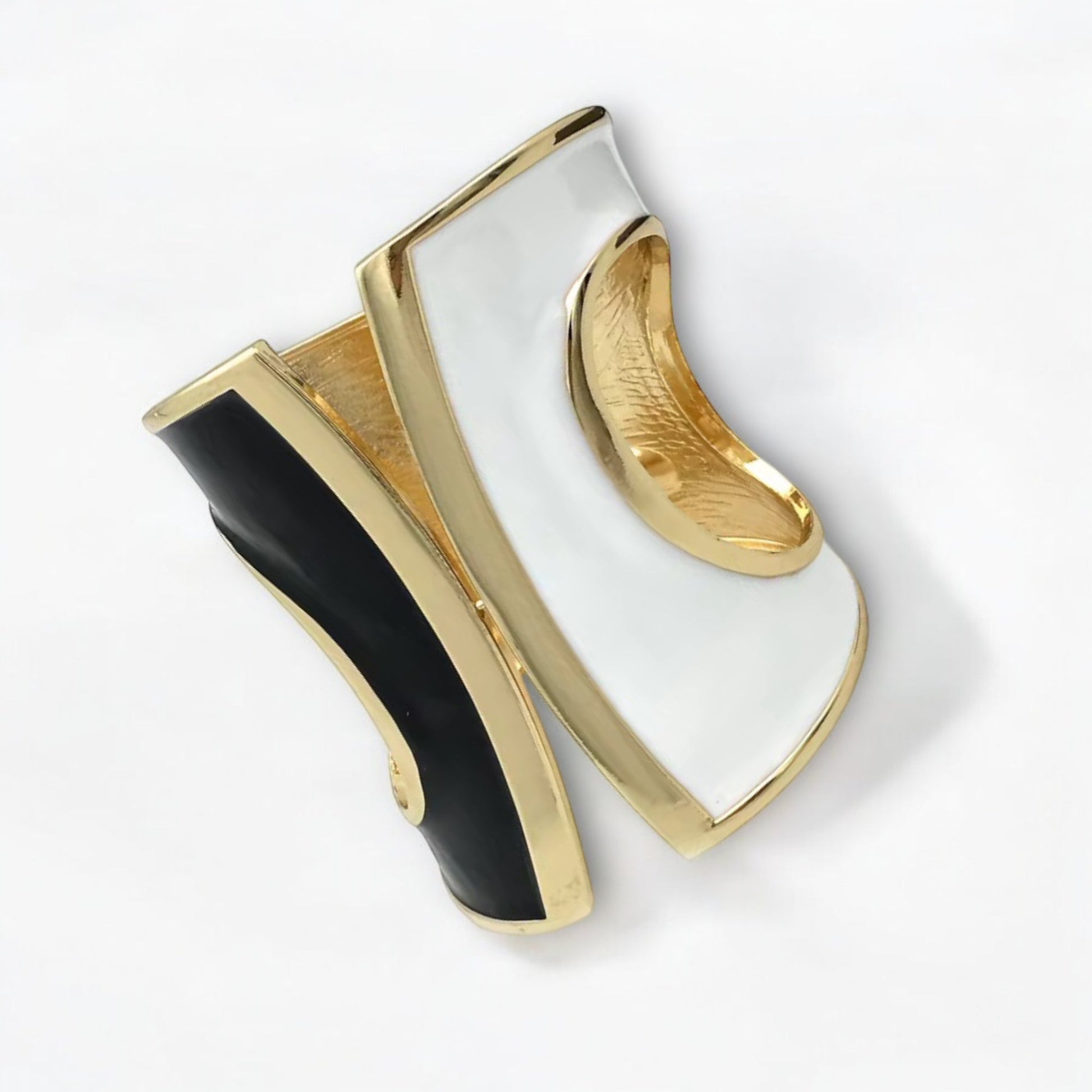 Charming Classic Monochrome Chunky Statement Bangle Bracelet Cuff - Fatisha Boutique