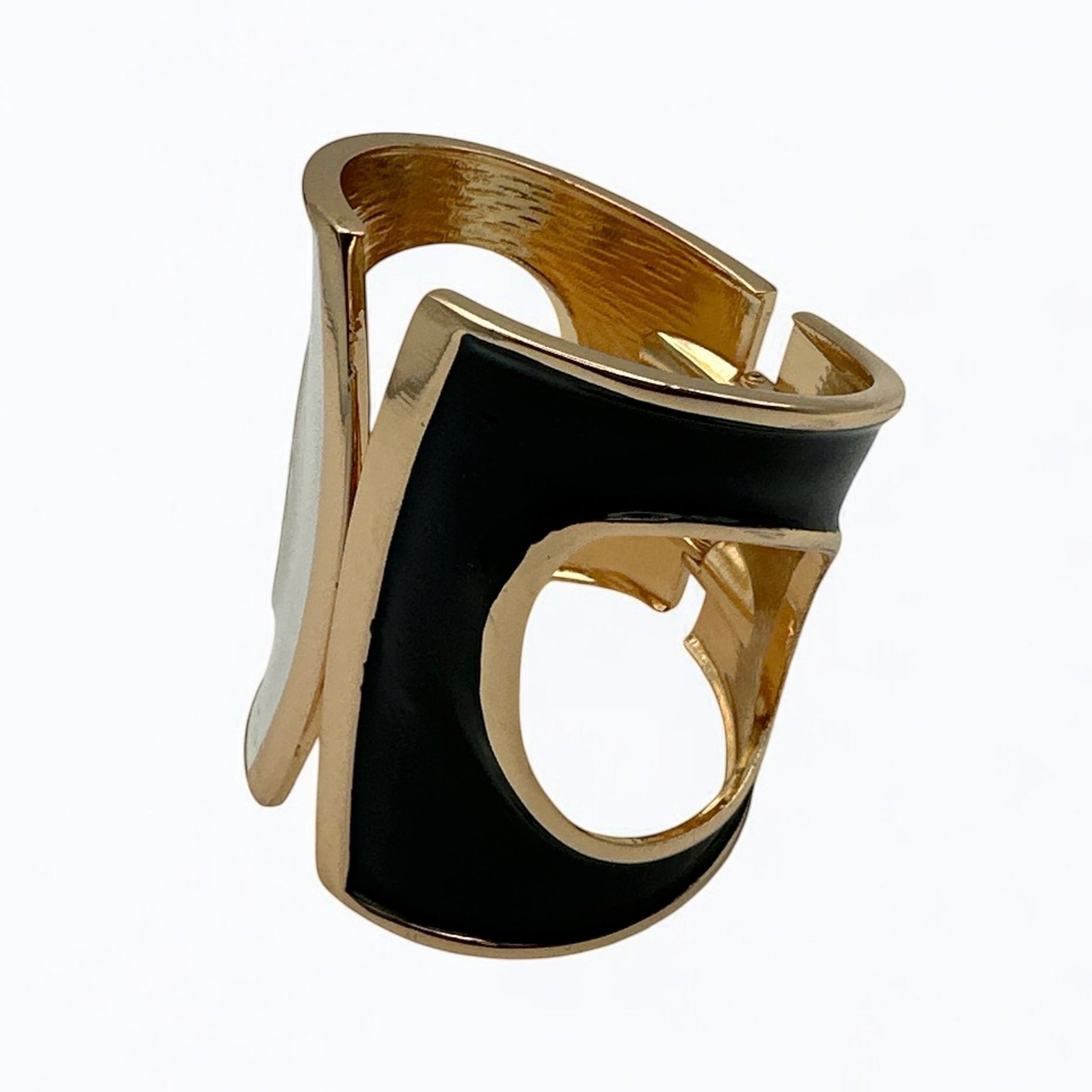 Charming Classic Monochrome Chunky Statement Bangle Bracelet Cuff - Fatisha Boutique
