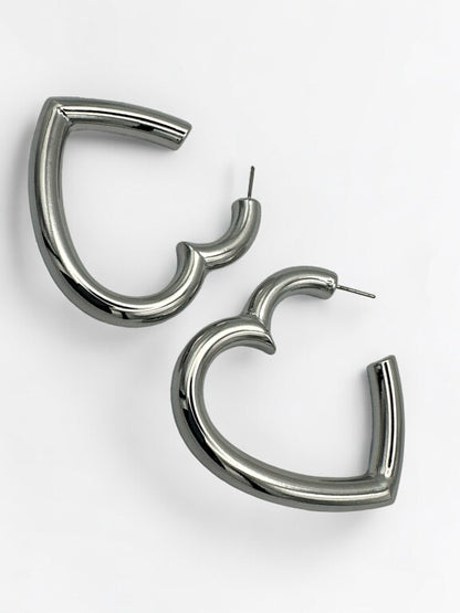 Chunky Bold 5cm Heart Shaped Statement Love Hoop Earrings - Fatisha Boutique