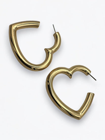 Chunky Bold 5cm Heart Shaped Statement Love Hoop Earrings - Fatisha Boutique