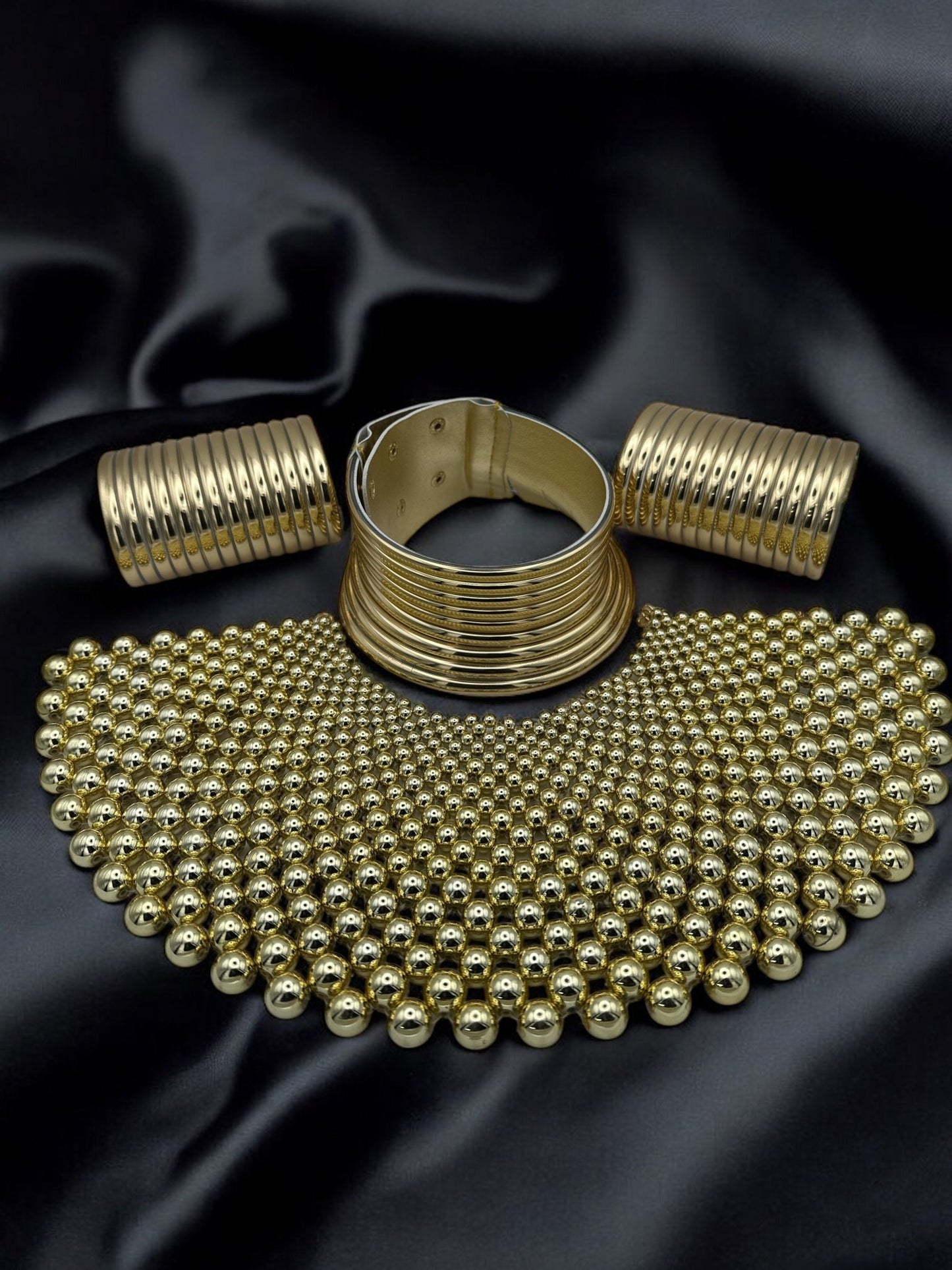 Cleopatra Collar Bib Choker & Ndebele Choker with Two Cuffs Set - Fatisha Boutique