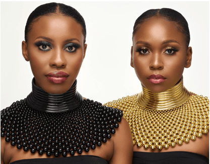 Cleopatra Collar Bib Choker & Ndebele Choker with Two Cuffs Set - Fatisha Boutique