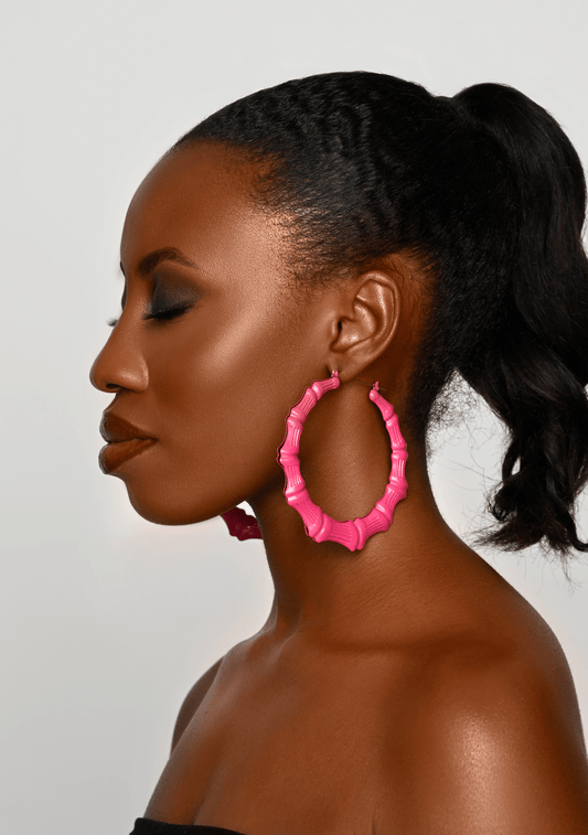 Colourful Punk Trendy Stylish Bamboo Hoop Earrings - Fatisha Boutique