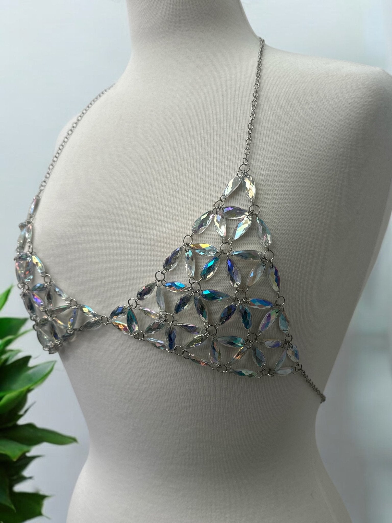 Crystal Chain Bralette / Rhinestone Festival Bra - Fatisha Boutique
