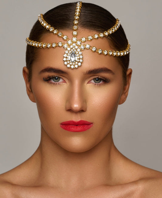 Crystal Diamante Rhinestone Multi layered Tassels Headpiece Hair Jewellery - Fatisha Boutique