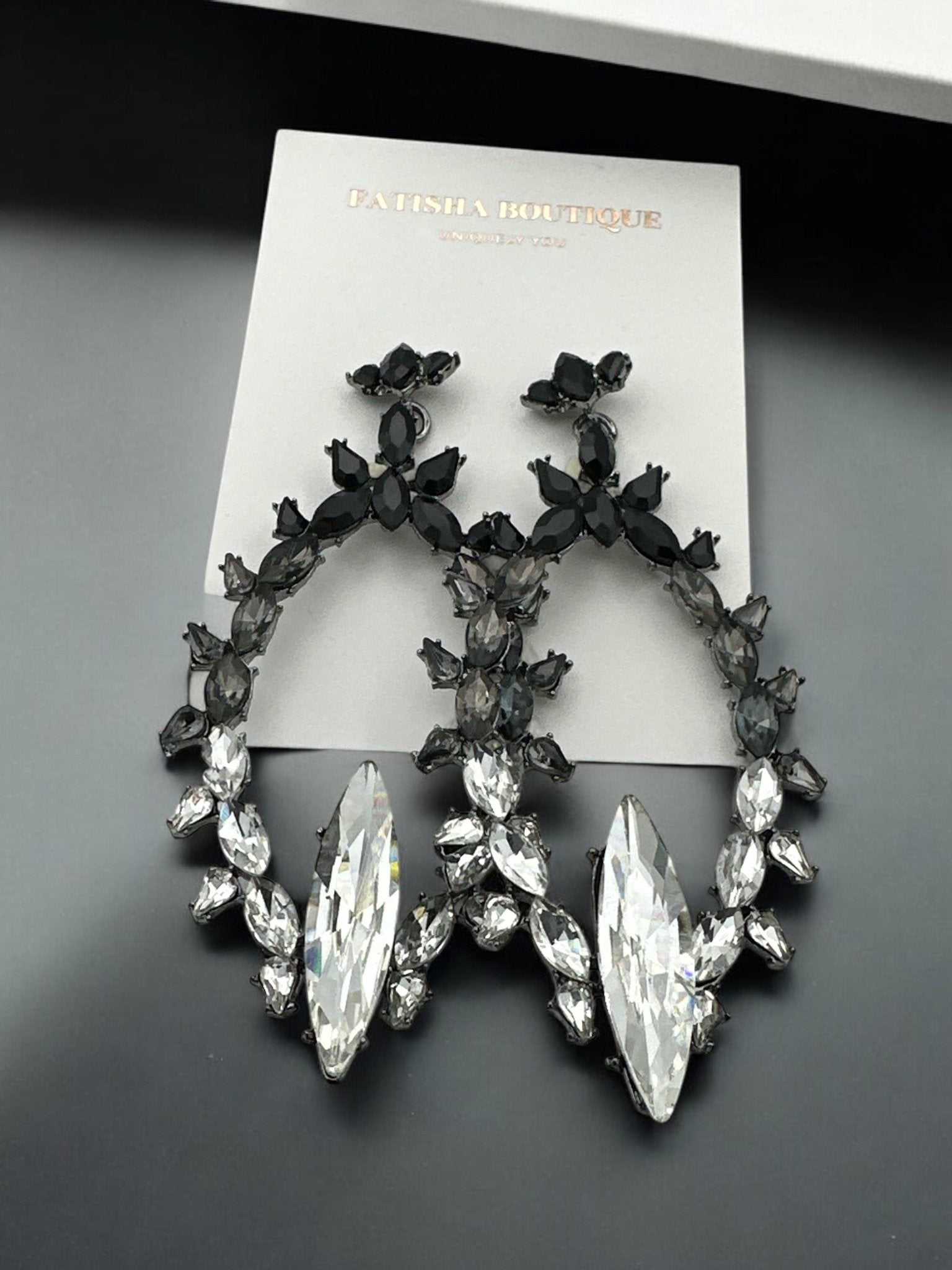 Diamante Rhinestone Sparkle Large Elegant Statement Earrings - Fatisha Boutique