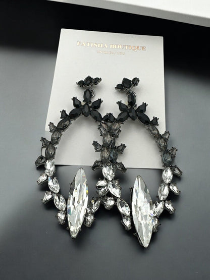 Diamante Rhinestone Sparkle Large Elegant Statement Earrings - Fatisha Boutique