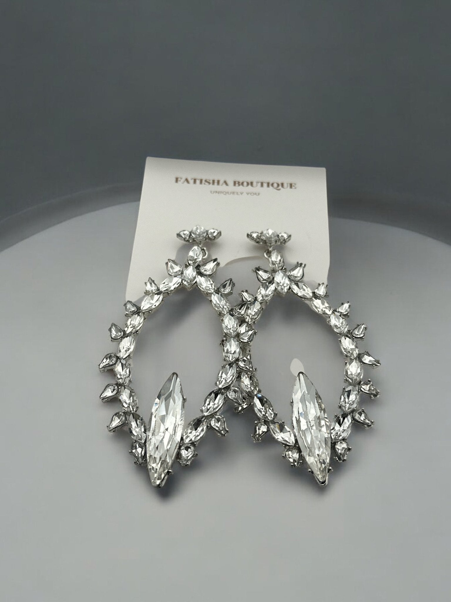 Diamante Rhinestone Sparkle Large Elegant Statement Earrings - Fatisha Boutique