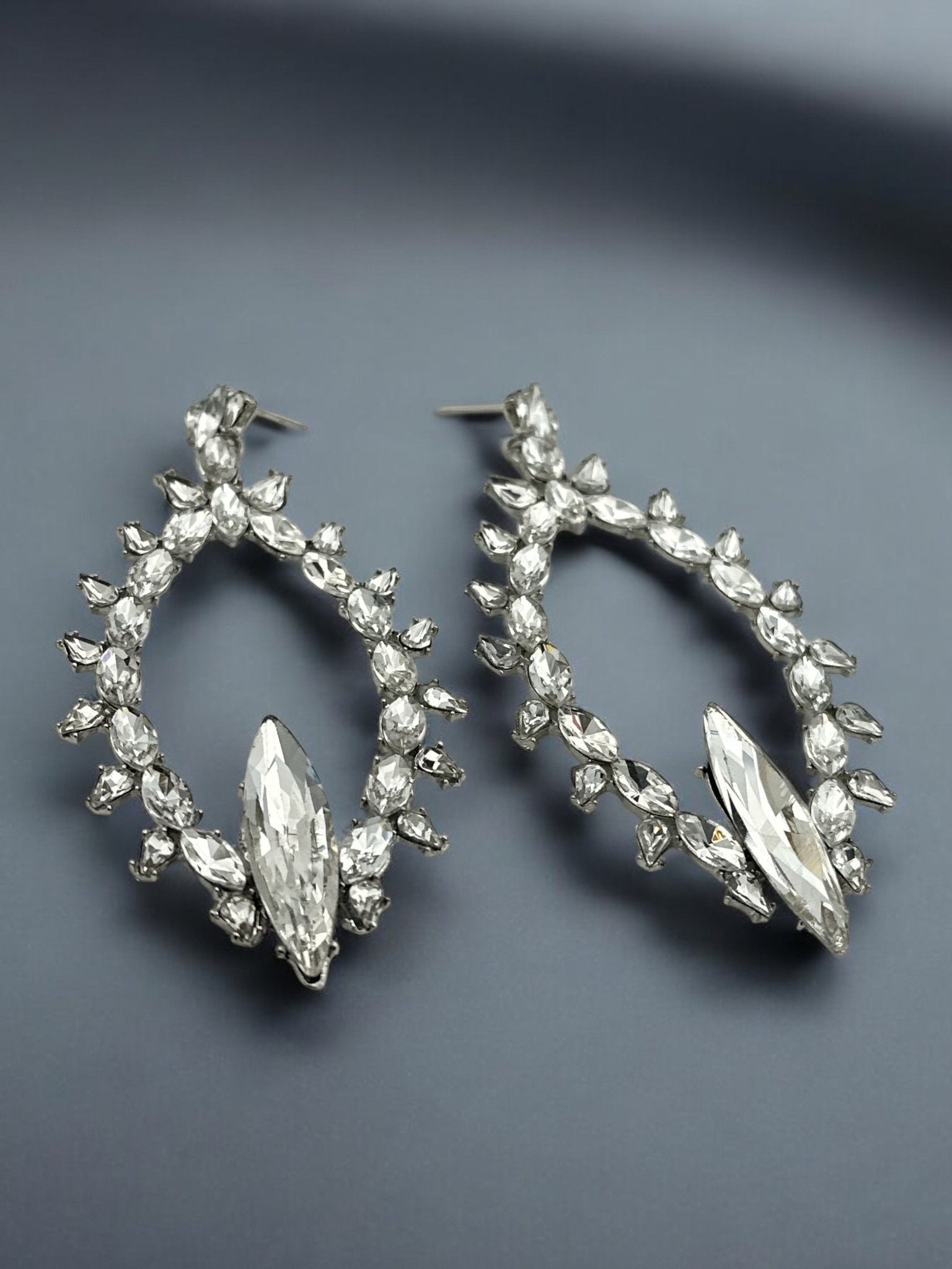 Diamante Rhinestone Sparkle Large Elegant Statement Earrings - Fatisha Boutique