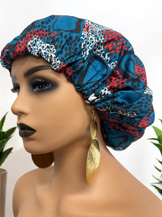 Double Layered Ankara Pattern Satin Silk Revisable Bonnet Cap - Fatisha Boutique
