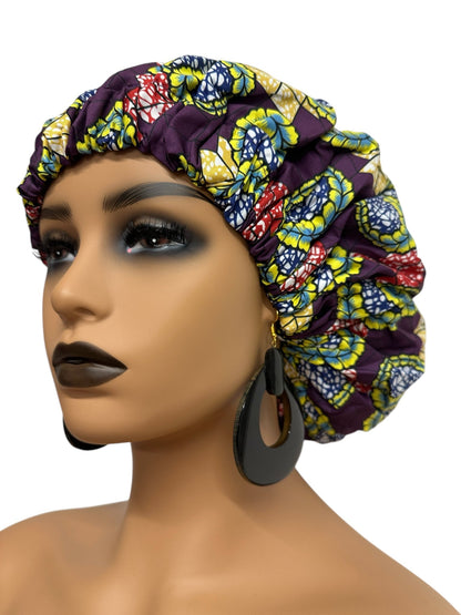 Double - Layered Ankara Satin Bonnet Cap – Reversible Silk Hair Protector - Fatisha Boutique