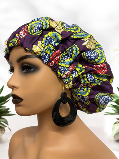 Double - Layered Ankara Satin Bonnet Cap – Reversible Silk Hair Protector - Fatisha Boutique