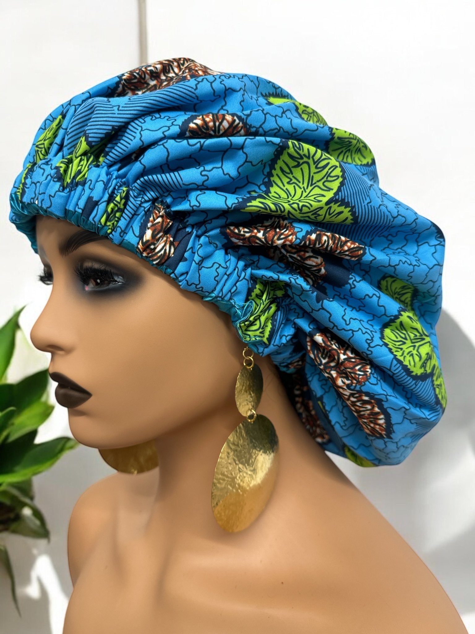 Double Layered Ankara Satin Silk Reversible Bonnet Cap - Fatisha Boutique