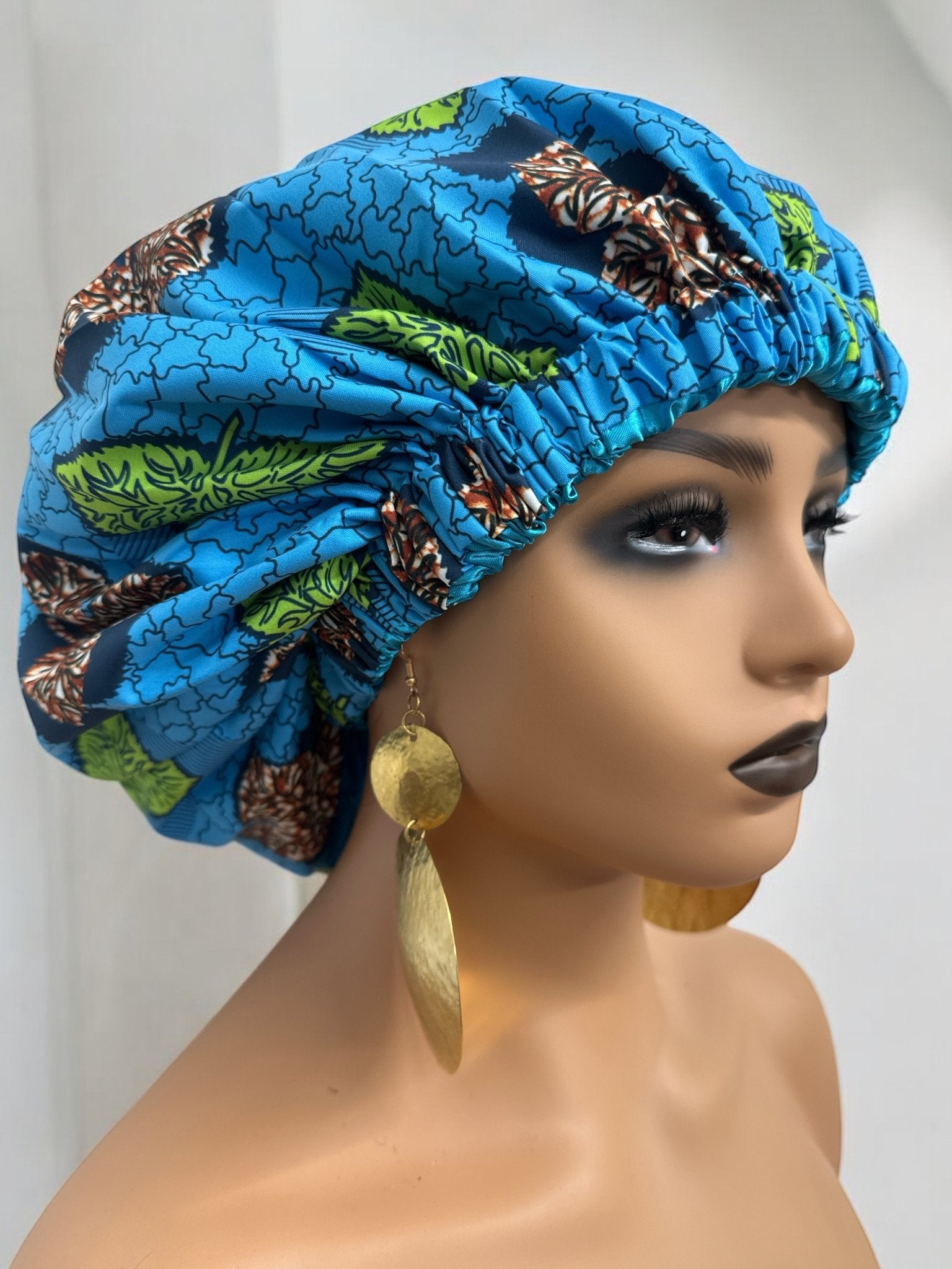 Double Layered Ankara Satin Silk Reversible Bonnet Cap - Fatisha Boutique