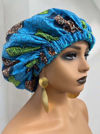 Double Layered Ankara Satin Silk Reversible Bonnet Cap - Fatisha Boutique