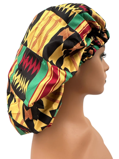 Double Layered Ankara Satin Silk Reversible Bonnet Cap - Fatisha Boutique