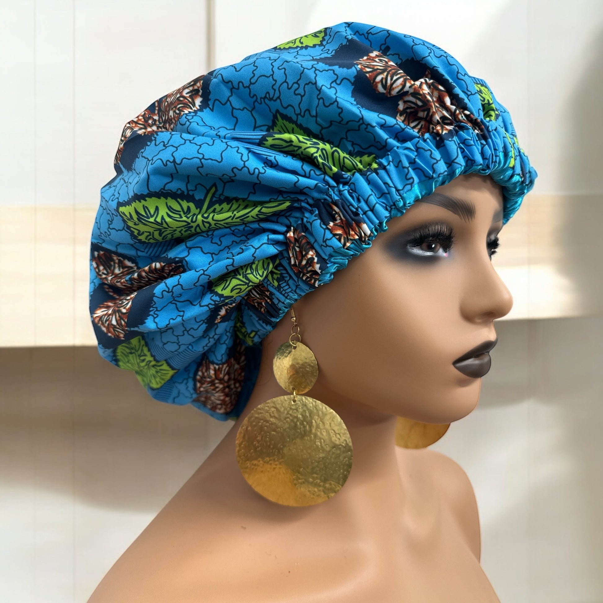 Double Layered Ankara Satin Silk Reversible Bonnet Cap - Fatisha Boutique