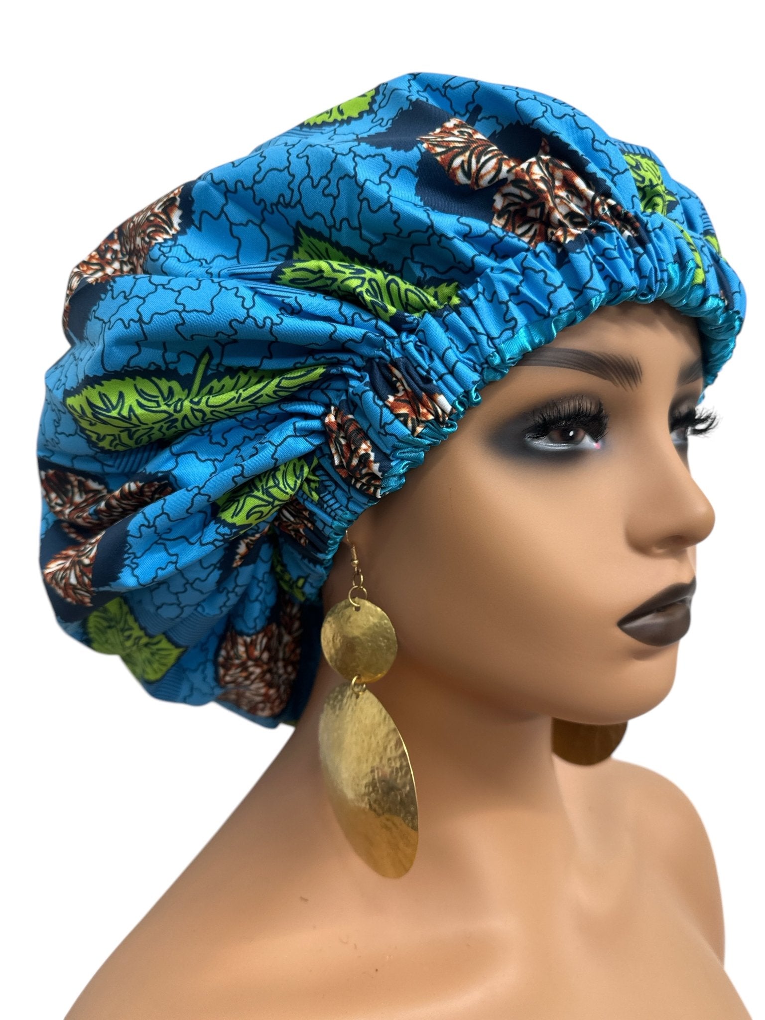Double Layered Ankara Satin Silk Reversible Bonnet Cap - Fatisha Boutique