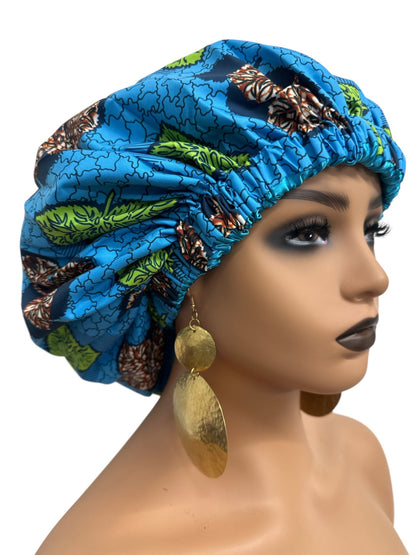Double Layered Ankara Satin Silk Reversible Bonnet Cap - Fatisha Boutique