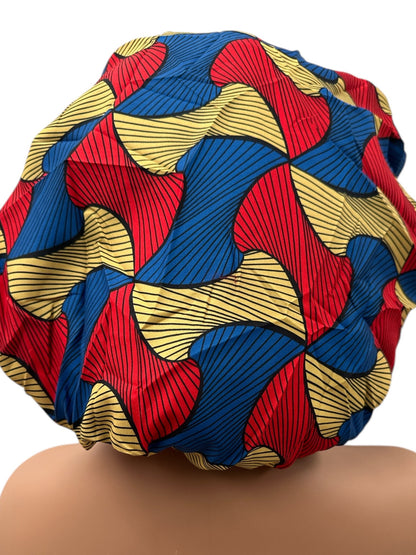 Double - Layered Ankara Satin Silk Reversible Bonnet Cap – Extra Large for Braids & Natural Hair Protection - Fatisha Boutique