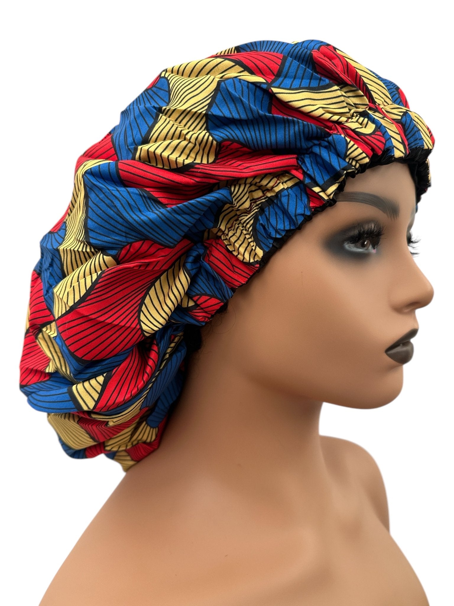 Double - Layered Ankara Satin Silk Reversible Bonnet Cap – Extra Large for Braids & Natural Hair Protection - Fatisha Boutique