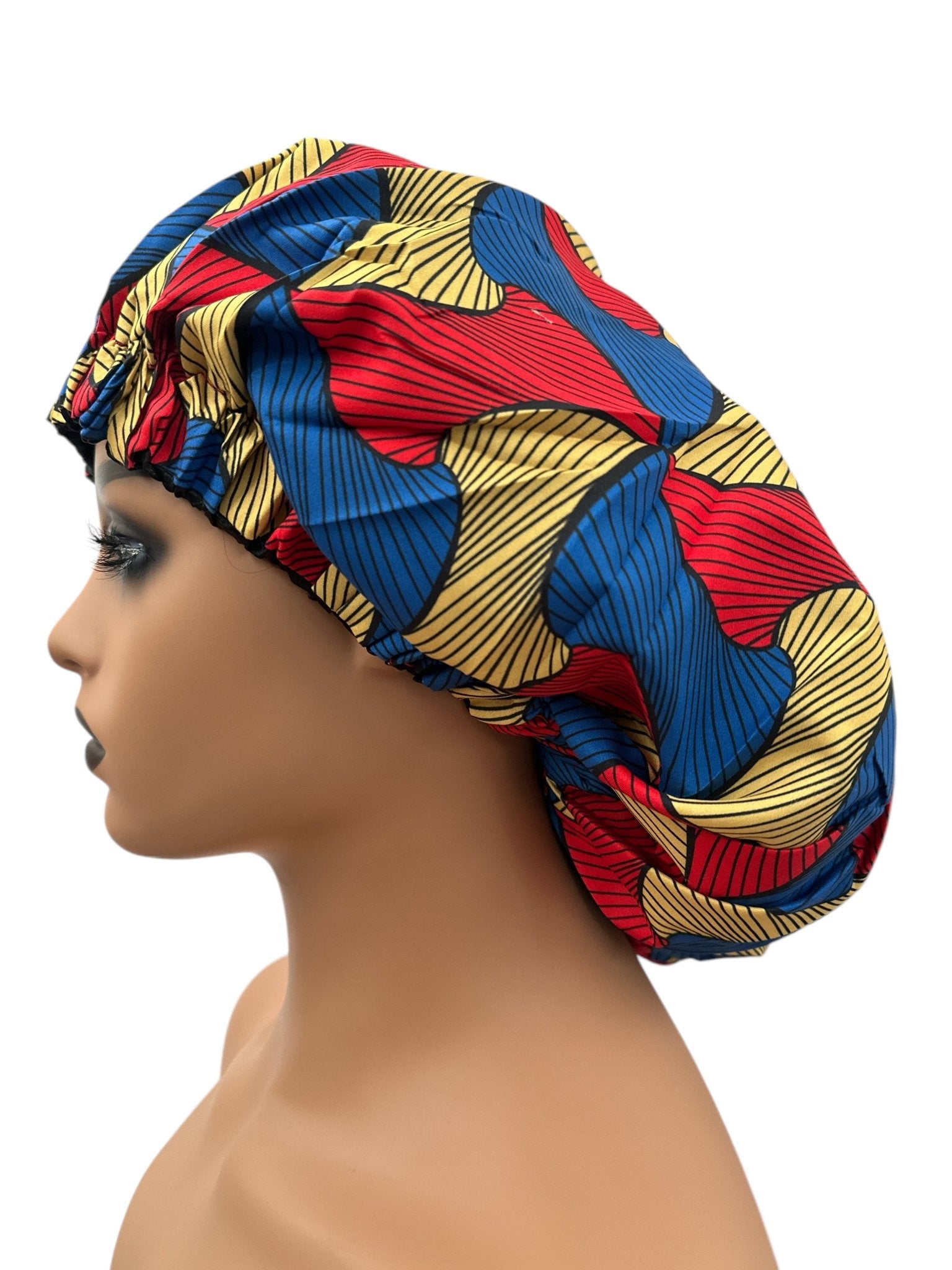 Double - Layered Ankara Satin Silk Reversible Bonnet Cap – Extra Large for Braids & Natural Hair Protection - Fatisha Boutique