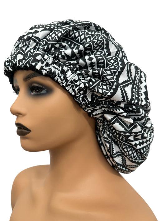 Double - Layered Ankara Satin Silk Reversible Bonnet Cap – Extra Large for Braids & Natural Hair Protection - Fatisha Boutique