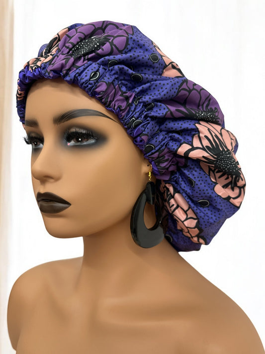 Double - Layered Reversible Ankara Satin Bonnet Cap – Silk Lined for Hair Protection - Fatisha Boutique