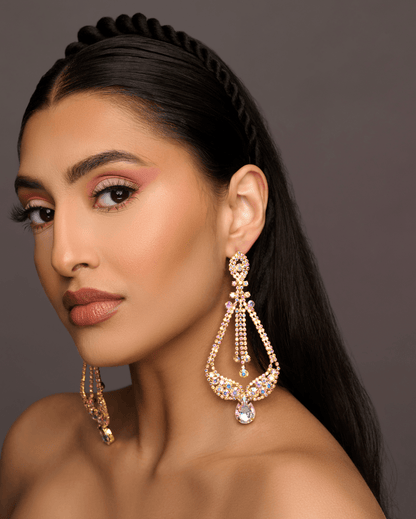 Elegant AB Colours Diamante Rhinestone Stud Dangle Earrings - Fatisha Boutique
