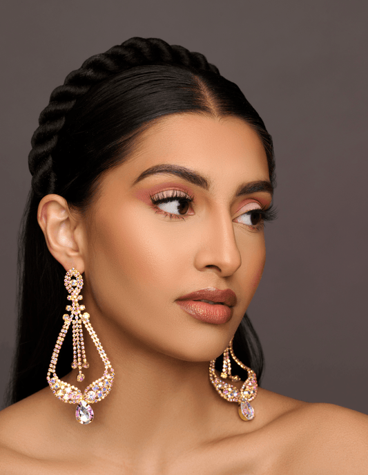 Elegant AB Colours Diamante Rhinestone Stud Dangle Earrings - Fatisha Boutique