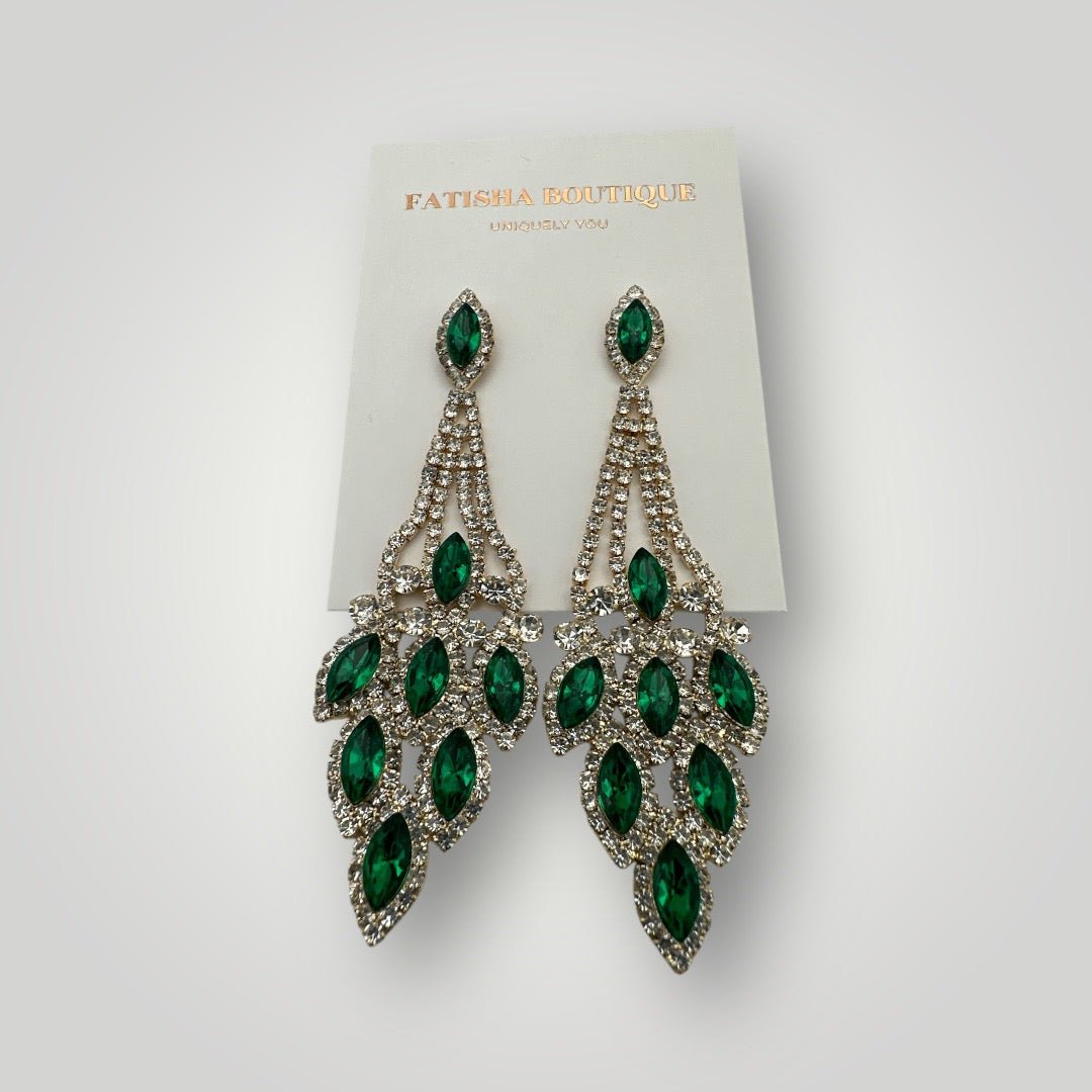 Elegant Blue Rhinestone Dangle Earrings – Luxury Statement Crystal Earrings for Women - Fatisha Boutique