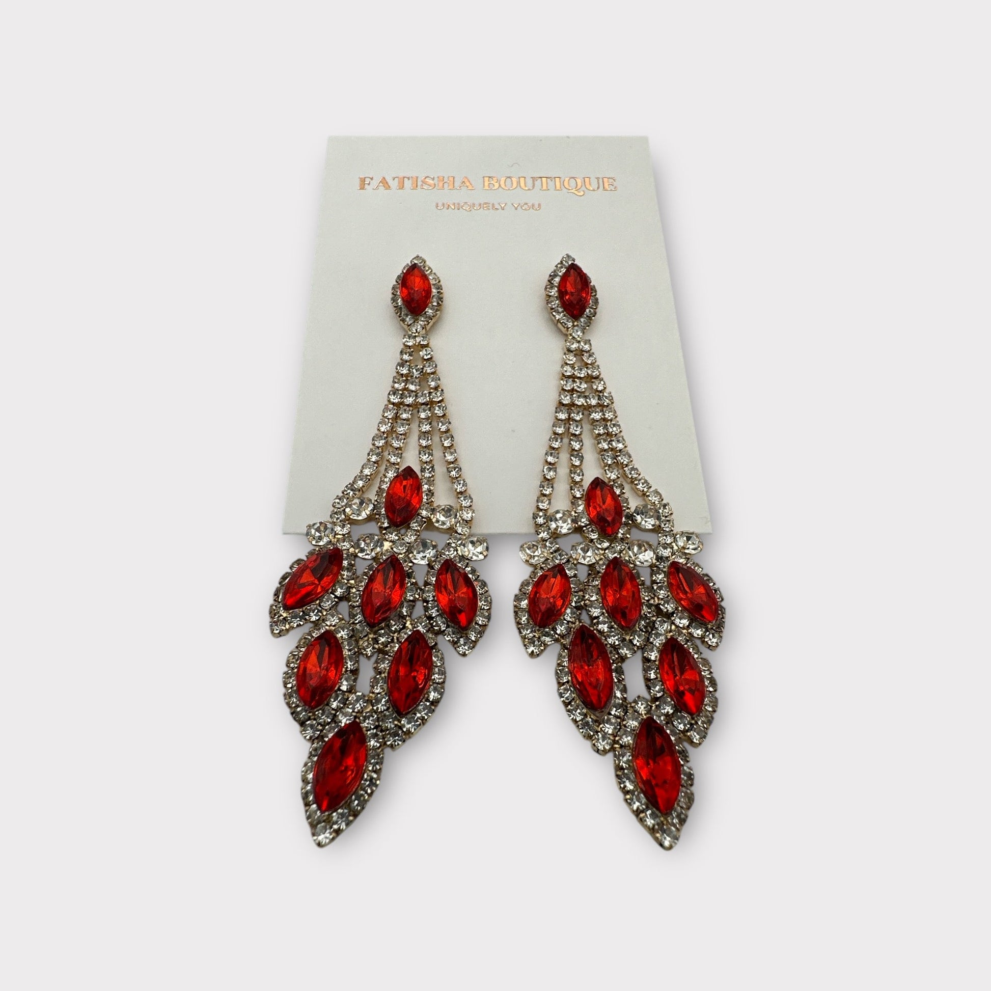 Elegant Blue Rhinestone Dangle Earrings – Luxury Statement Crystal Earrings for Women - Fatisha Boutique