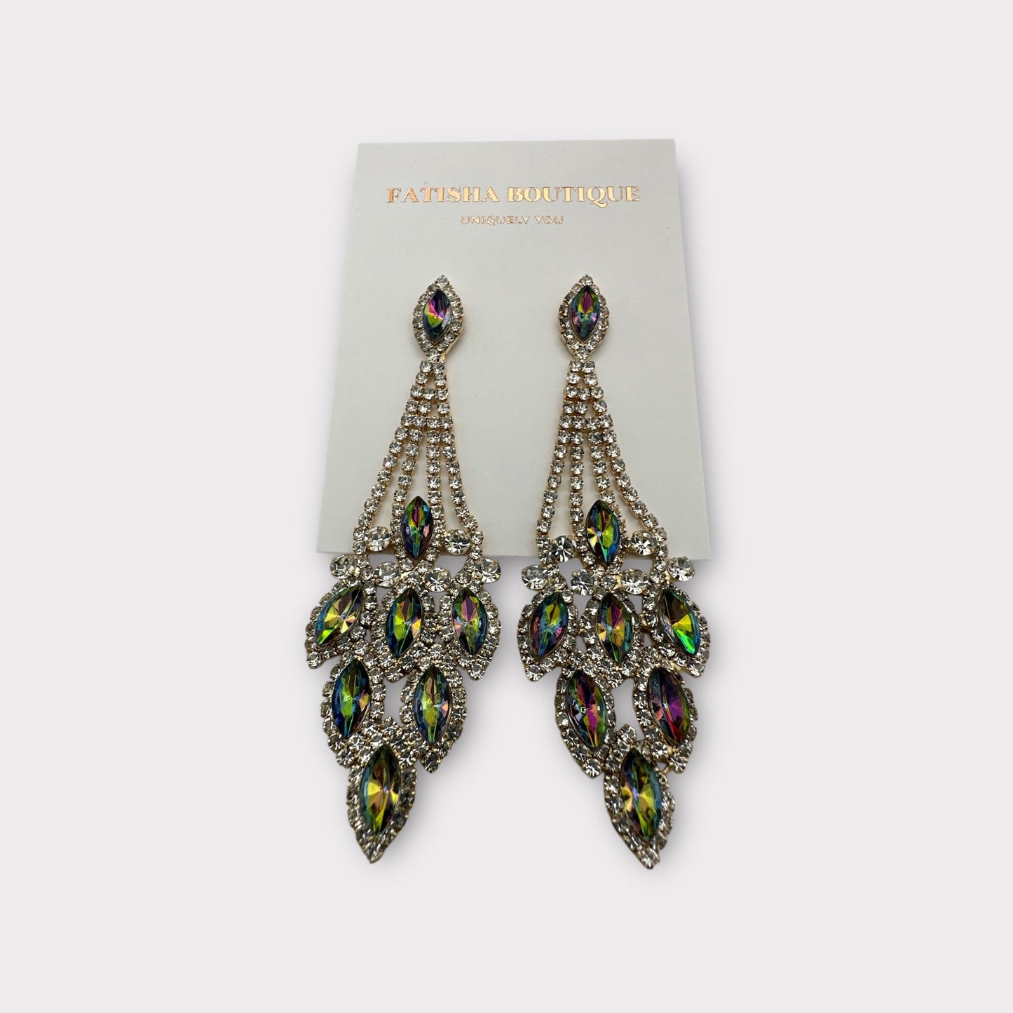 Elegant Blue Rhinestone Dangle Earrings – Luxury Statement Crystal Earrings for Women - Fatisha Boutique