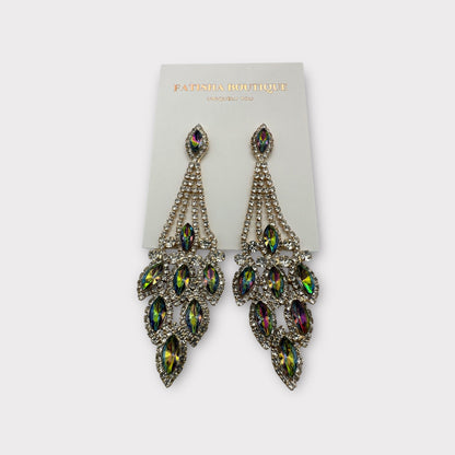 Elegant Blue Rhinestone Dangle Earrings – Luxury Statement Crystal Earrings for Women - Fatisha Boutique