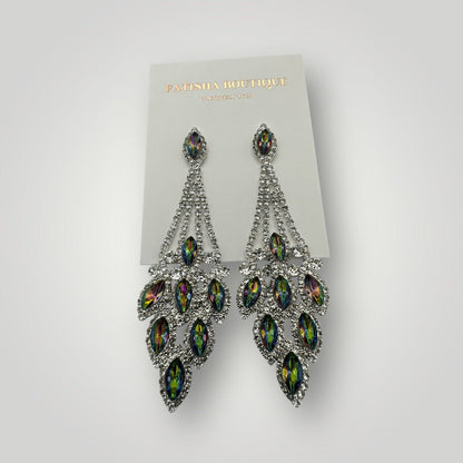 Elegant Blue Rhinestone Dangle Earrings – Luxury Statement Crystal Earrings for Women - Fatisha Boutique