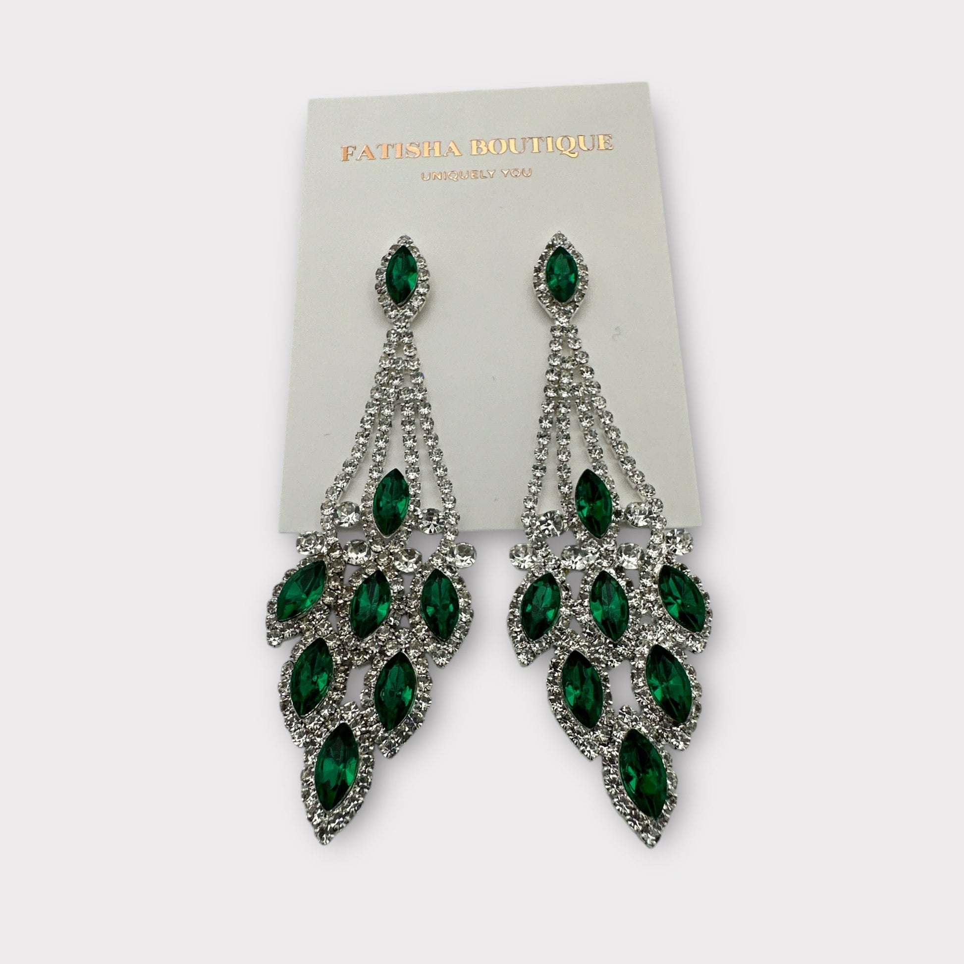 Elegant Blue Rhinestone Dangle Earrings – Luxury Statement Crystal Earrings for Women - Fatisha Boutique